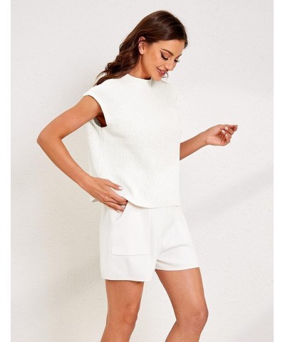 Womens 2 Piece Sweater Sets Summer Knit Tank Top and High Waist Shorts with Pockets Purewhite $16.44 Activewear