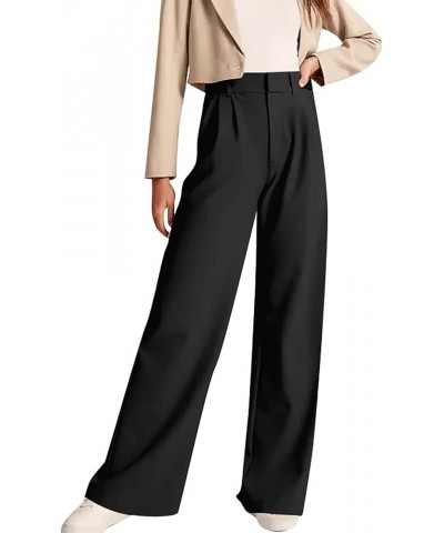 Women Wide Leg Trousers Effortless Tailored Wide Leg Pants Summer High Waist Casual Dress Pants Flowy Palazzo Pants A-black $...