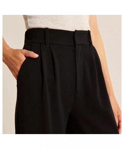 Women Wide Leg Trousers Effortless Tailored Wide Leg Pants Summer High Waist Casual Dress Pants Flowy Palazzo Pants A-black $...