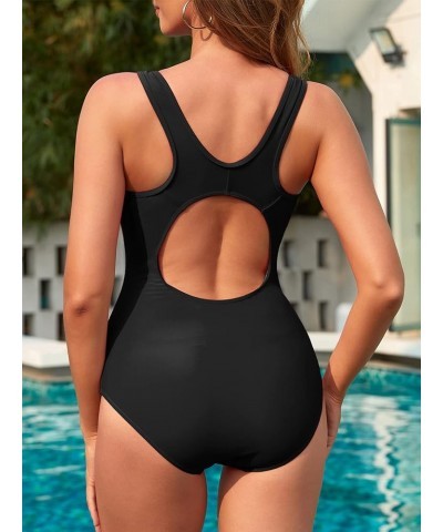 Printed One Piece Swimsuit for Women Crisscross Back Slimming Bathing Suit Modest Athletic Swimming Suit Black Solid $14.26 S...