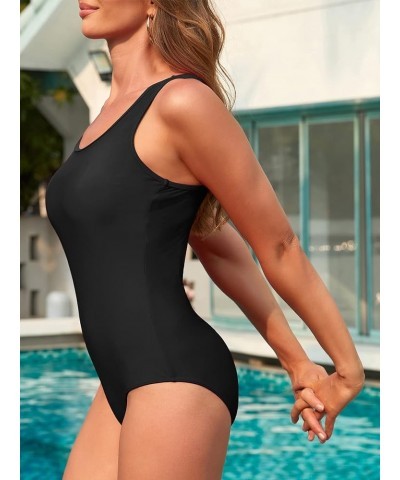 Printed One Piece Swimsuit for Women Crisscross Back Slimming Bathing Suit Modest Athletic Swimming Suit Black Solid $14.26 S...