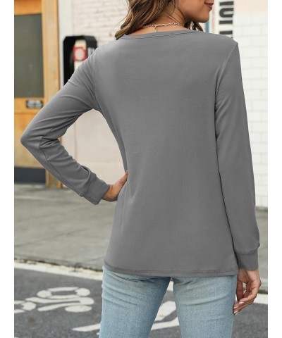 Womens Casual Long Sleeve T Shirts Crew Neck Shirts Basic Tee Tops Blouse Gray $10.00 T-Shirts