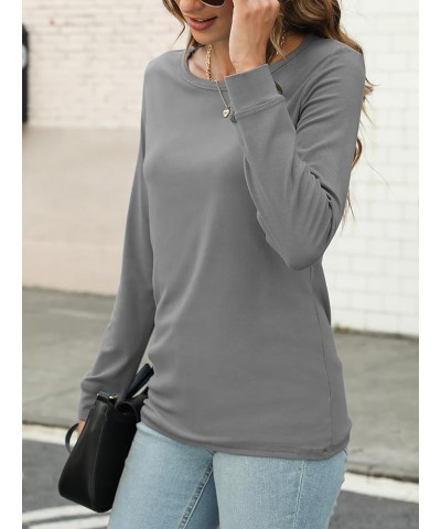 Womens Casual Long Sleeve T Shirts Crew Neck Shirts Basic Tee Tops Blouse Gray $10.00 T-Shirts