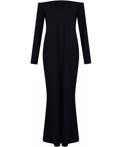 Women's Cocktail Dress New Years Eve Dress 2024 Round Neck Long Sleeve Dress Slim Solid Split Temperament Maxi Dress, S-2XL 6...