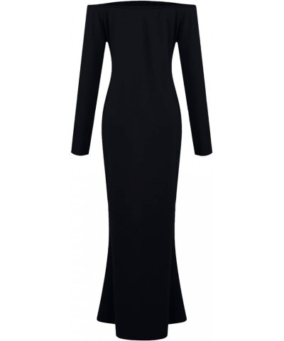 Women's Cocktail Dress New Years Eve Dress 2024 Round Neck Long Sleeve Dress Slim Solid Split Temperament Maxi Dress, S-2XL 6...