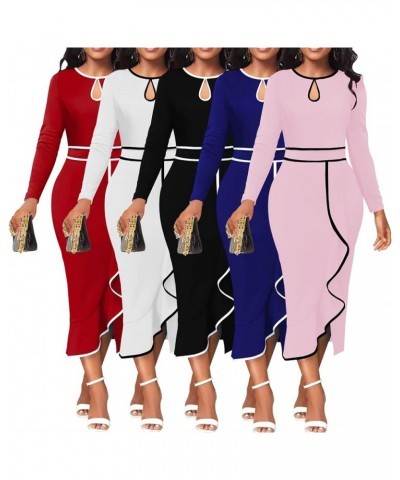 Church Dresses for Women Bodycon Long Sleeve Vintage Wrap Work Business Midi Pencil Dress 73white $12.76 Dresses