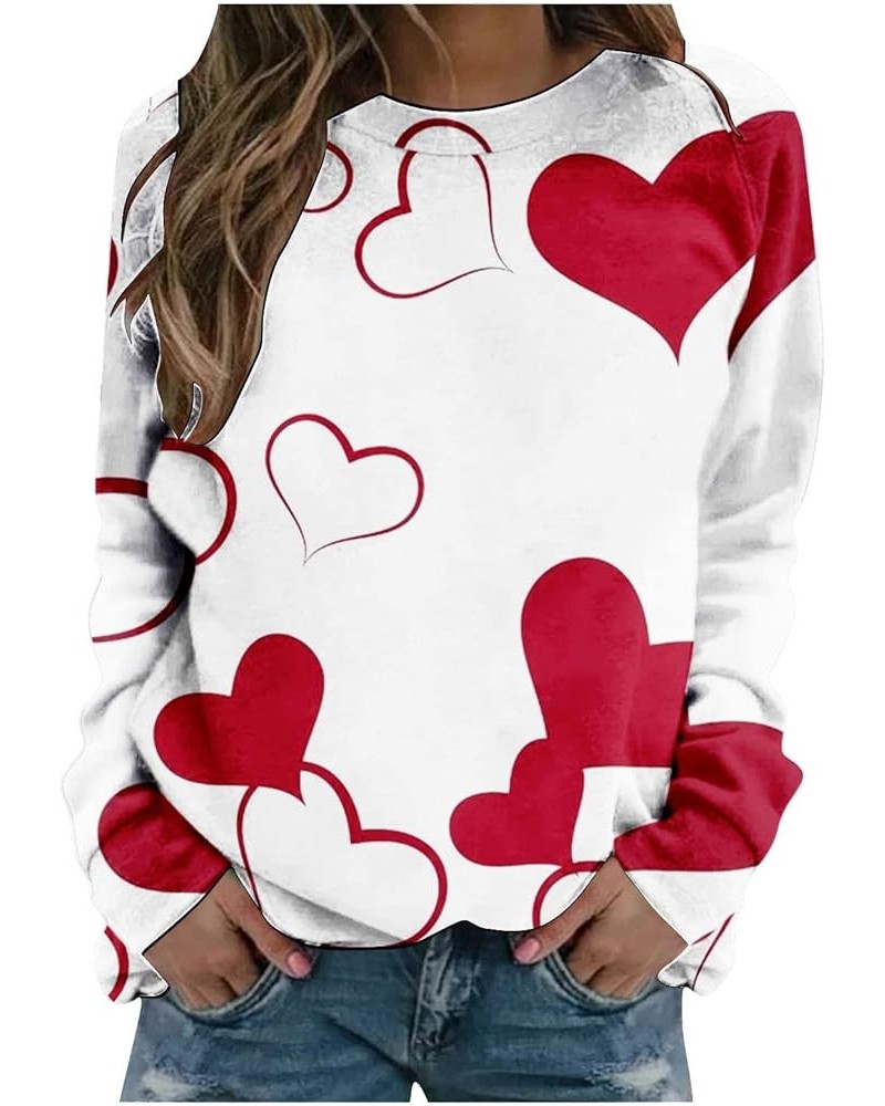 Womens Casual Loose Pullover Tops Valentine's Day Print Sweater Tshirt Printed Large Size Crew Neck Sweatshirt Multicolor-7 $...