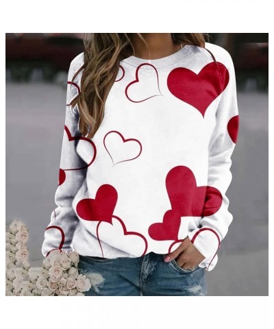 Womens Casual Loose Pullover Tops Valentine's Day Print Sweater Tshirt Printed Large Size Crew Neck Sweatshirt Multicolor-7 $...