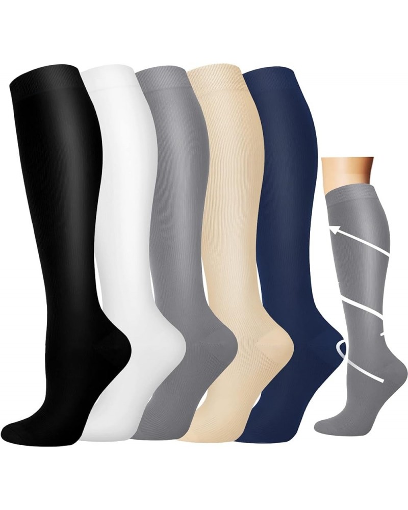 Graduated Medical Compression Socks for Women&Men Circulation Recovery-Knee High Supports Running Socks Multi011 Large-X-Larg...