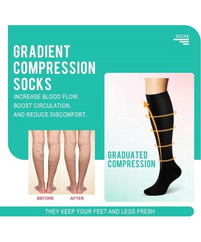 Graduated Medical Compression Socks for Women&Men Circulation Recovery-Knee High Supports Running Socks Multi011 Large-X-Larg...