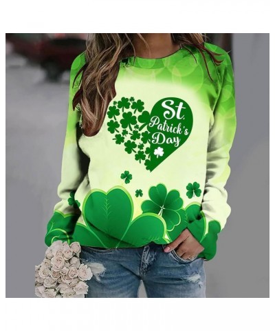 Women's St Patrick's Day Irish Shamrock Clover Sweatshirts 2024 Fashion Color Block Long Sleeve Shirt Casual Crewneck Tops 29...