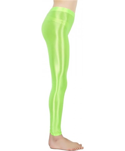 Women's Metallic Shiny Leggings Naked Feeling Yoga Pants Tummy Control Stretch High Waist Pants Dance Bottom Fluorescent Gree...