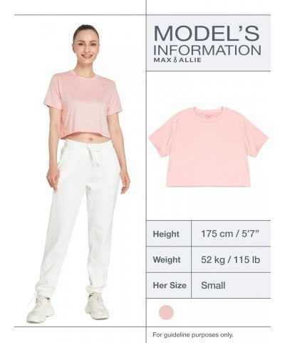 Women's Ultra Soft Cropped T Shirt Crew Neck Tees Casual Loose Fit Basic Lightweight A18_pink Cropped $14.83 T-Shirts