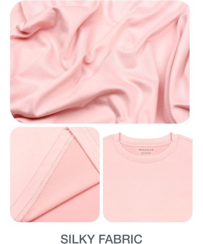 Women's Ultra Soft Cropped T Shirt Crew Neck Tees Casual Loose Fit Basic Lightweight A18_pink Cropped $14.83 T-Shirts