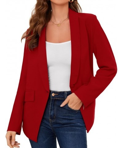 Womens Casual Work Blazers Open Front Long Sleeve Blazers for Women Fashion Trendy Slim Fit with Pockets and Liner Red $13.99...