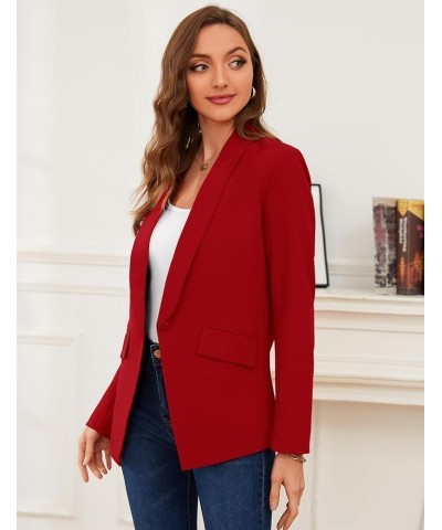 Womens Casual Work Blazers Open Front Long Sleeve Blazers for Women Fashion Trendy Slim Fit with Pockets and Liner Red $13.99...