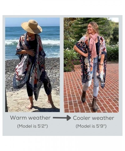 Long Kimono Cardigan for Women Beach Cover up Casual Loose Prints & Patterns Sky Blue Mandala $14.98 Swimsuits