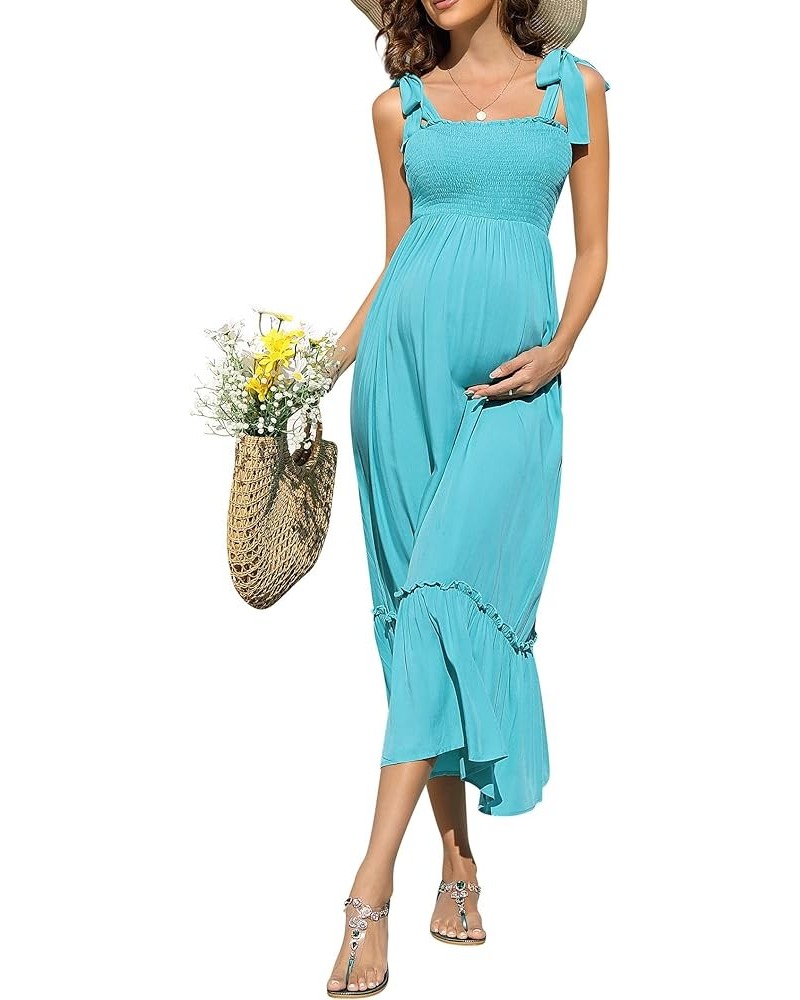 Women's Petite Plus Size Spaghette Strap Floral Boho Maxi Prenancy Dress Green $14.35 Dresses