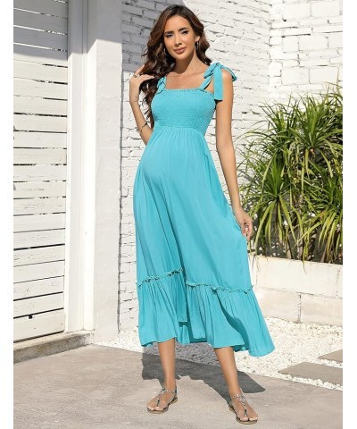 Women's Petite Plus Size Spaghette Strap Floral Boho Maxi Prenancy Dress Green $14.35 Dresses