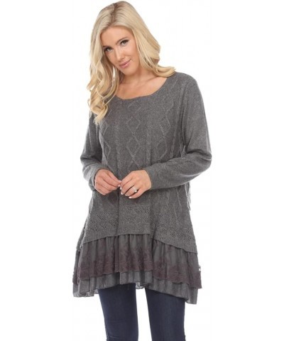 Women's Winter Sparkle Dressy Pullover Knit Sweater Sequin Tops (Available in Plus Size) Grey-3 $31.19 Sweaters