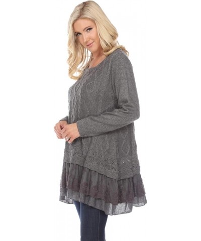 Women's Winter Sparkle Dressy Pullover Knit Sweater Sequin Tops (Available in Plus Size) Grey-3 $31.19 Sweaters