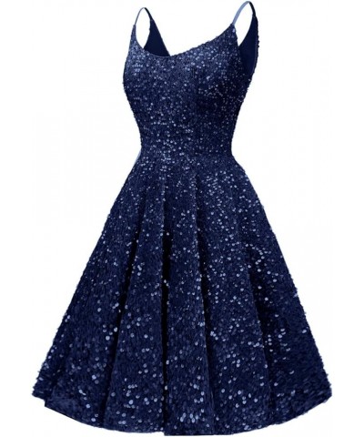 Sequin Homecoming Dresses for Teens Short Prom Dresses 2024 Sparkly Cocktail Party Gown Navy Blue $25.20 Dresses