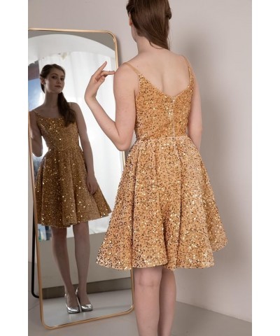 Sequin Homecoming Dresses for Teens Short Prom Dresses 2024 Sparkly Cocktail Party Gown Navy Blue $25.20 Dresses