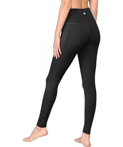 Peached Seamless Front Leggings with Side Pocket Full-Length Yoga Pants Qb3019_black $10.57 Activewear