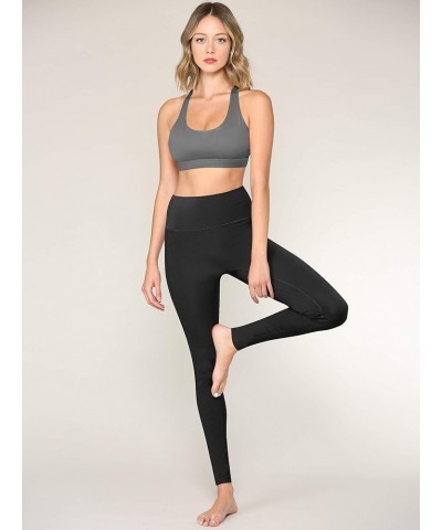 Peached Seamless Front Leggings with Side Pocket Full-Length Yoga Pants Qb3019_black $10.57 Activewear