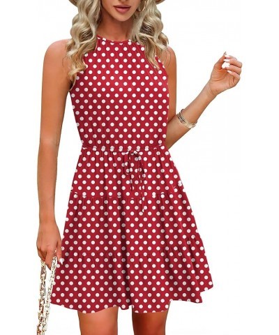 2024 Sleeveless Halter Ruffle Casual Summer Dress for Women 06 Pd Wine Red $11.68 Dresses