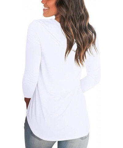 Womens Long Sleeve Tops V-Neck Plain Tee Shirts 1-white $8.54 T-Shirts