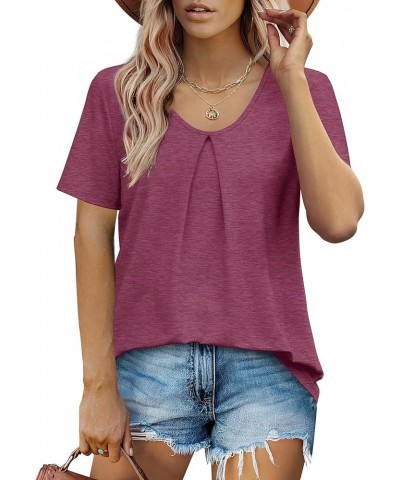 Womens Summer Tops Casual Trendy Short Sleeve T Shirts Scoop Neck Tee Shirts Fashion 2024 E-purple $10.75 T-Shirts