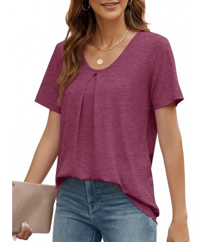 Womens Summer Tops Casual Trendy Short Sleeve T Shirts Scoop Neck Tee Shirts Fashion 2024 E-purple $10.75 T-Shirts