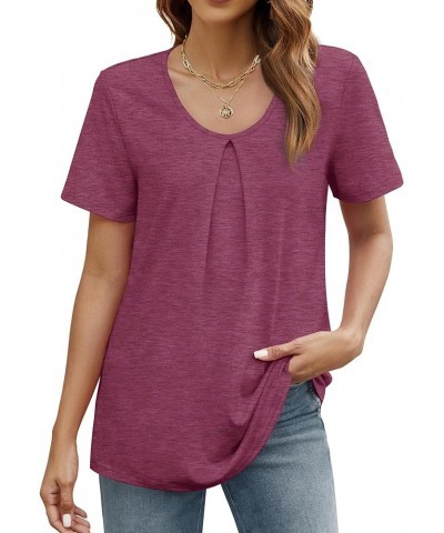 Womens Summer Tops Casual Trendy Short Sleeve T Shirts Scoop Neck Tee Shirts Fashion 2024 E-purple $10.75 T-Shirts