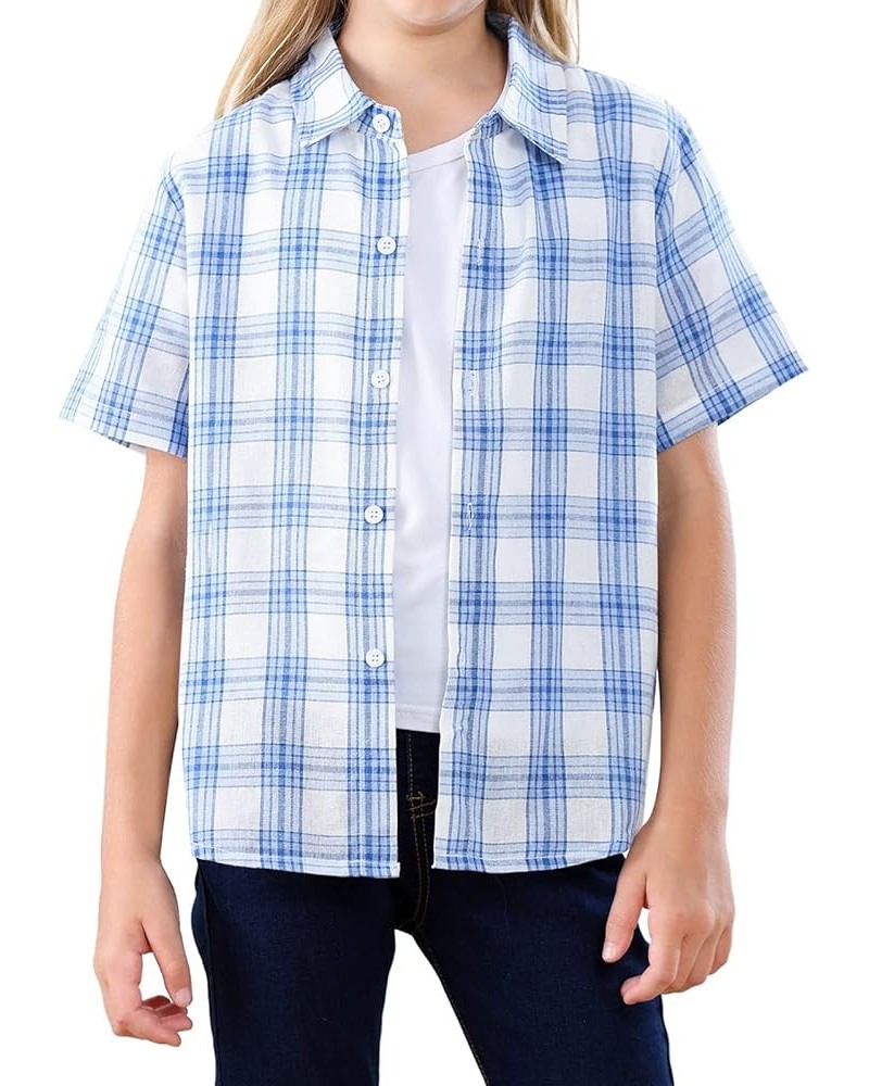 Girls Womens Short Sleeve Summer Button Down Shirts, 12 Months - XL Youth White Blue $6.82 Blouses