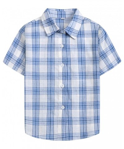 Girls Womens Short Sleeve Summer Button Down Shirts, 12 Months - XL Youth White Blue $6.82 Blouses