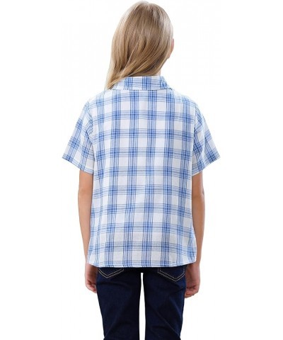 Girls Womens Short Sleeve Summer Button Down Shirts, 12 Months - XL Youth White Blue $6.82 Blouses