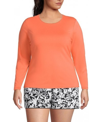 Women's Modest Swim Tee Rash Guard Papaya Orange $25.57 Swimsuits