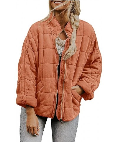 Womens Quilted Jacket Fall 2023 Lightweight Long Sleeve Casual Loose Button/Zipper Winter Coats Outwear with Pocket B-red $15...