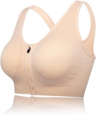 Women 1or 3 or 5 Pack Medium Support and Removable Pad Tank Top Racerback Sports Bra Beige $14.74 Lingerie