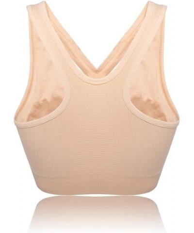 Women 1or 3 or 5 Pack Medium Support and Removable Pad Tank Top Racerback Sports Bra Beige $14.74 Lingerie