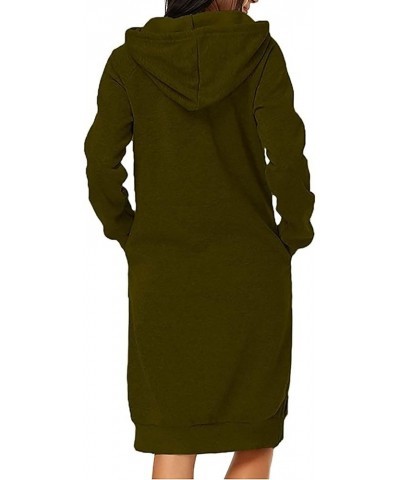 Womens Oversized Hoodies Dress Long Sleeve Pullover Sweatshirt Split Hem Tunic Hooded Dresses with Pocket Armygreen $19.46 Ho...