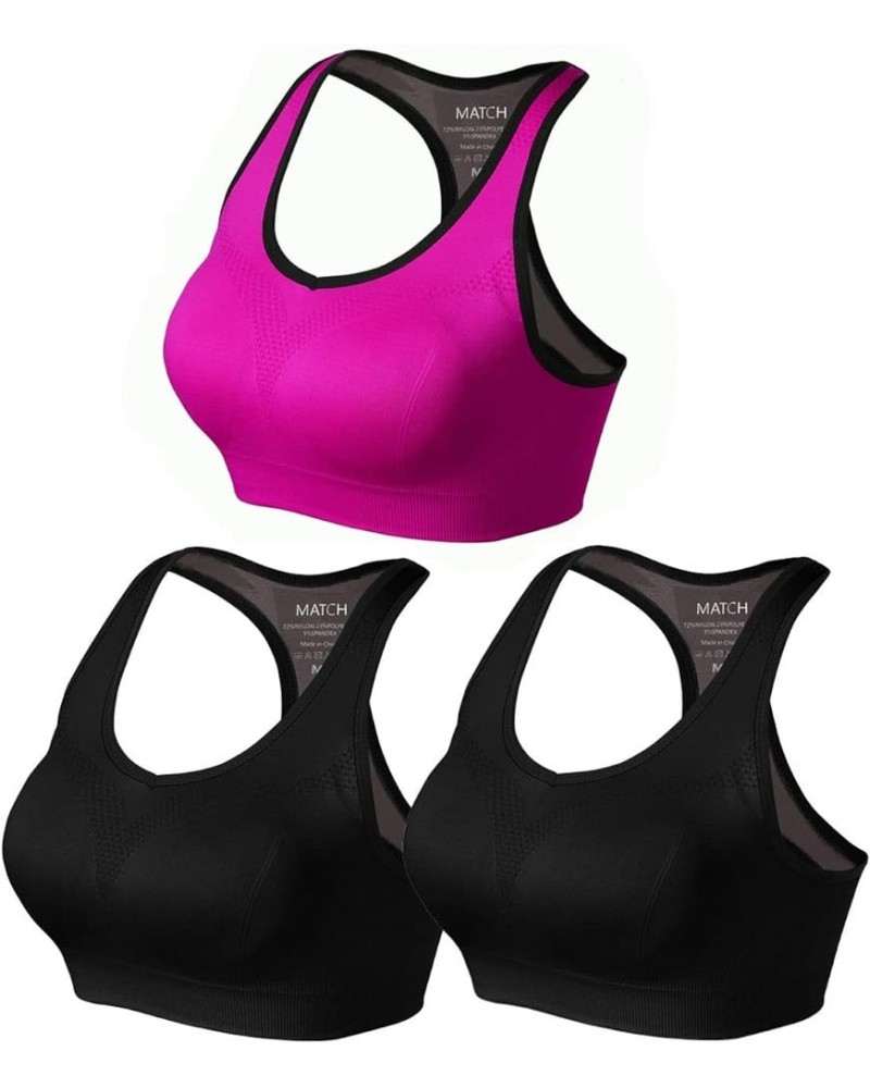 Womens Sports Bra Wirefree Seamless Padded Racerback Yoga Bra for Workout Gym Activewear with Removable Pads 0001 1 Pack of 3...