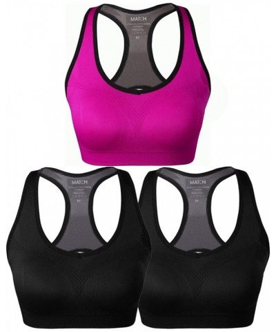 Womens Sports Bra Wirefree Seamless Padded Racerback Yoga Bra for Workout Gym Activewear with Removable Pads 0001 1 Pack of 3...