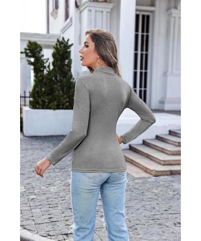 Women's Turtleneck Long Sleeve Shirts Lightweight Base Layer Solid Slim Fit Tops(S-XXL) Gray $14.10 Underwear