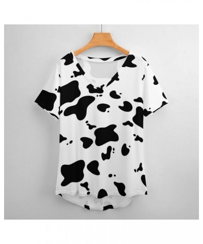 Dairy Cow Pattern Animal V Neck Short-Sleeve Womens Shirt Printed for Women Summer Top 3XL XX-Large Style $19.36 T-Shirts