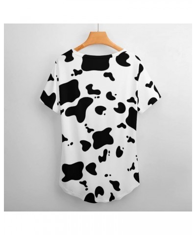 Dairy Cow Pattern Animal V Neck Short-Sleeve Womens Shirt Printed for Women Summer Top 3XL XX-Large Style $19.36 T-Shirts