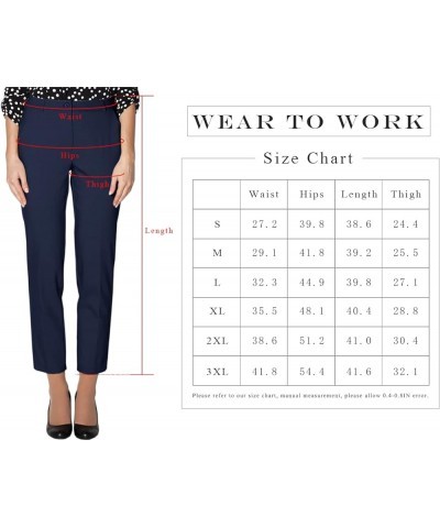 Women's Cropped Work Pants High Waist Straight Leg Trousers Slacks with Pockets Dark Green $10.25 Pants