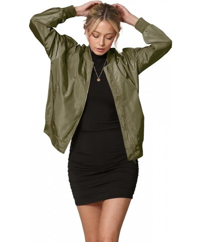 Women's Classic Lightweight Jacket Multi Pocket Windbreaker Bomber Jacket Wjc2157_olive $15.28 Jackets