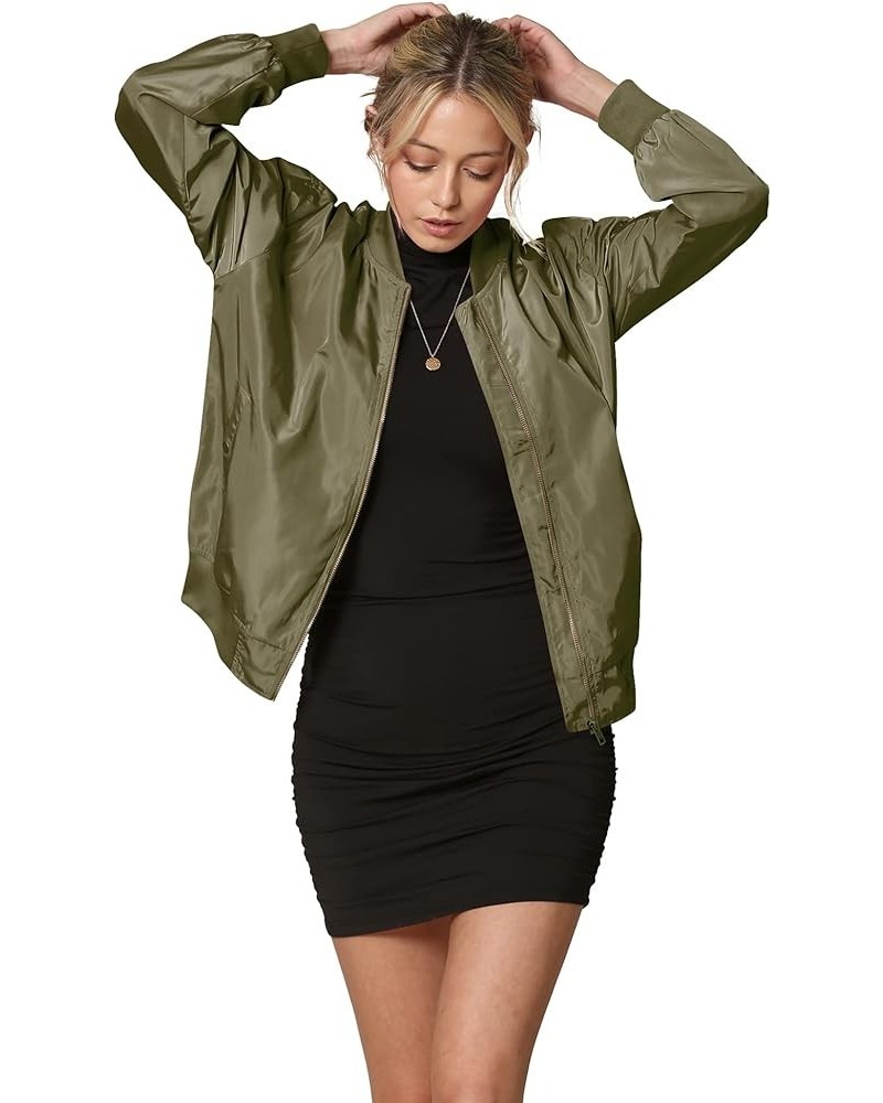 Women's Classic Lightweight Jacket Multi Pocket Windbreaker Bomber Jacket Wjc2157_olive $15.28 Jackets